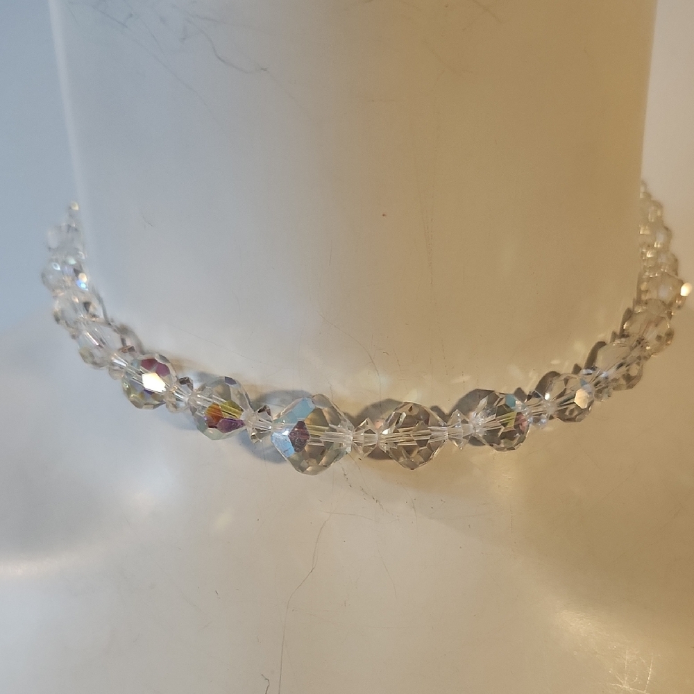 ABS Crystal | Silver Hook | 1970's Necklace | BLING